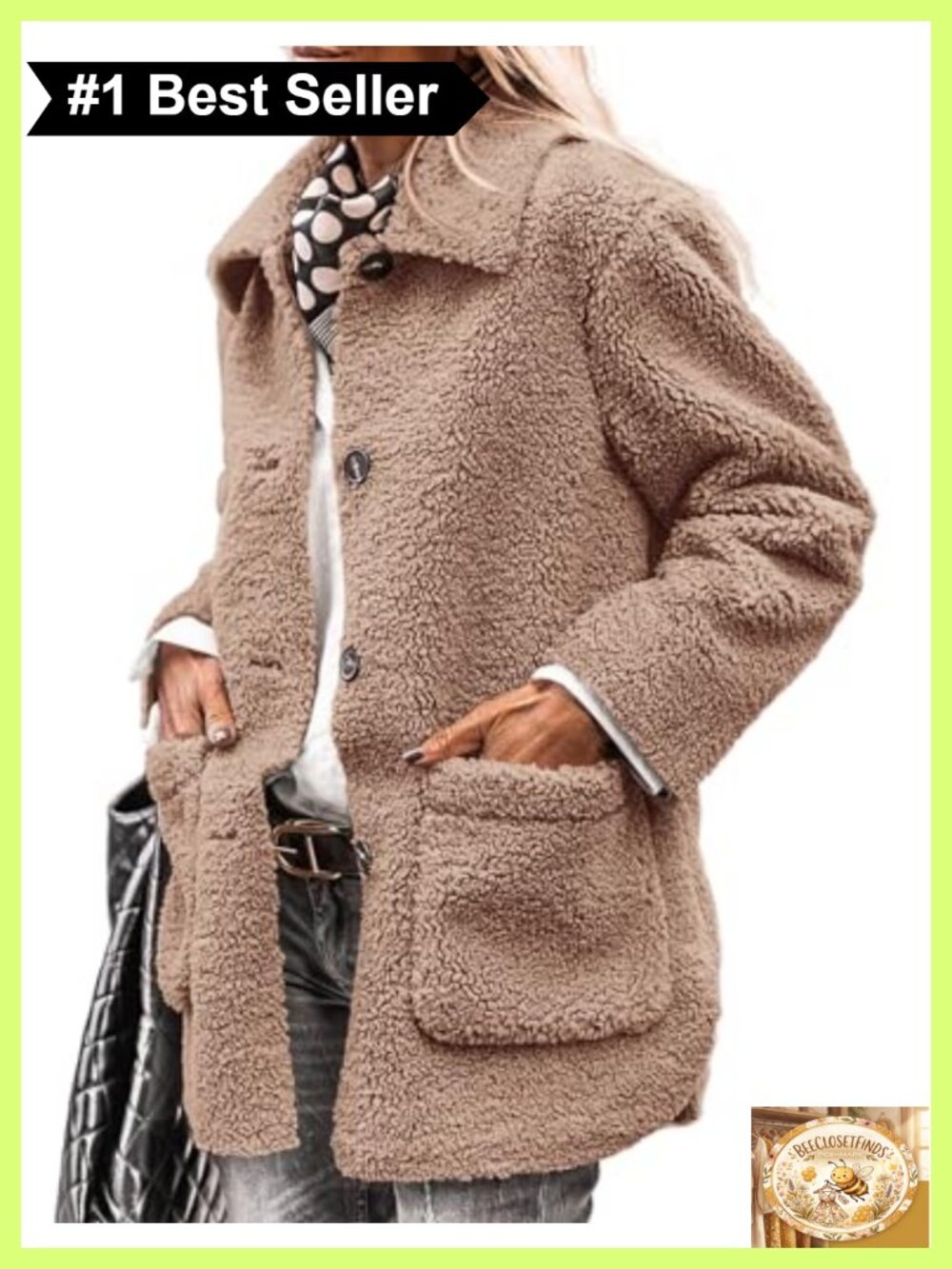 Faux Fur Fleece Sherpa Coat Button Down Lapel Winter Warm